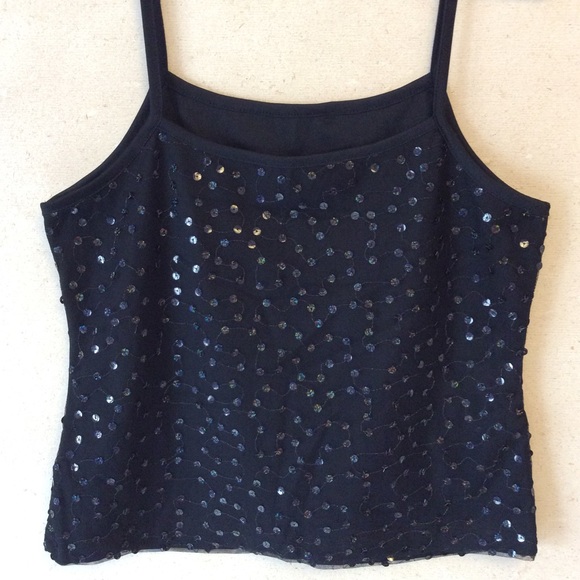 Vintage 90’s black sequinned spaghetti strap top - Picture 2 of 3